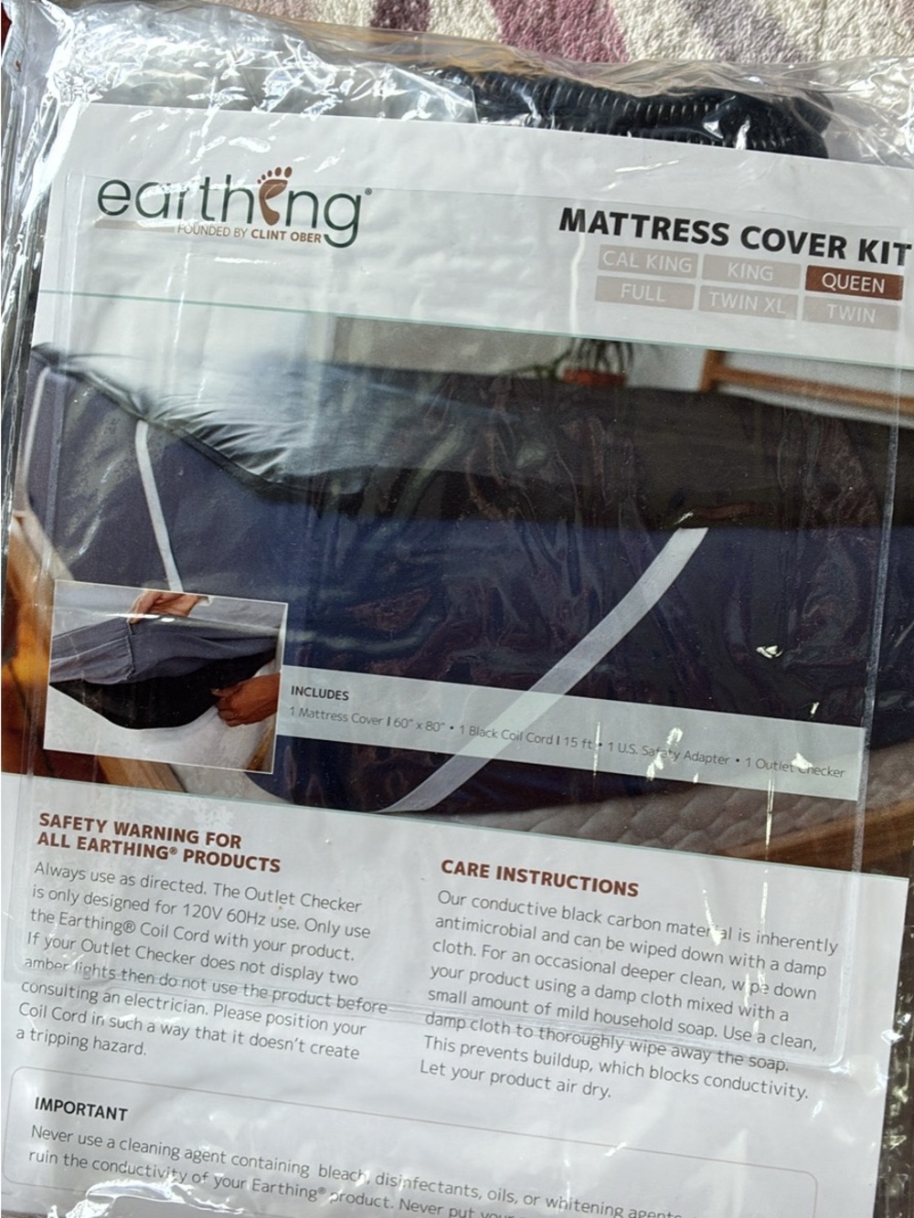Earthing Mattress Cover Kit - grounding mat for Queen bed